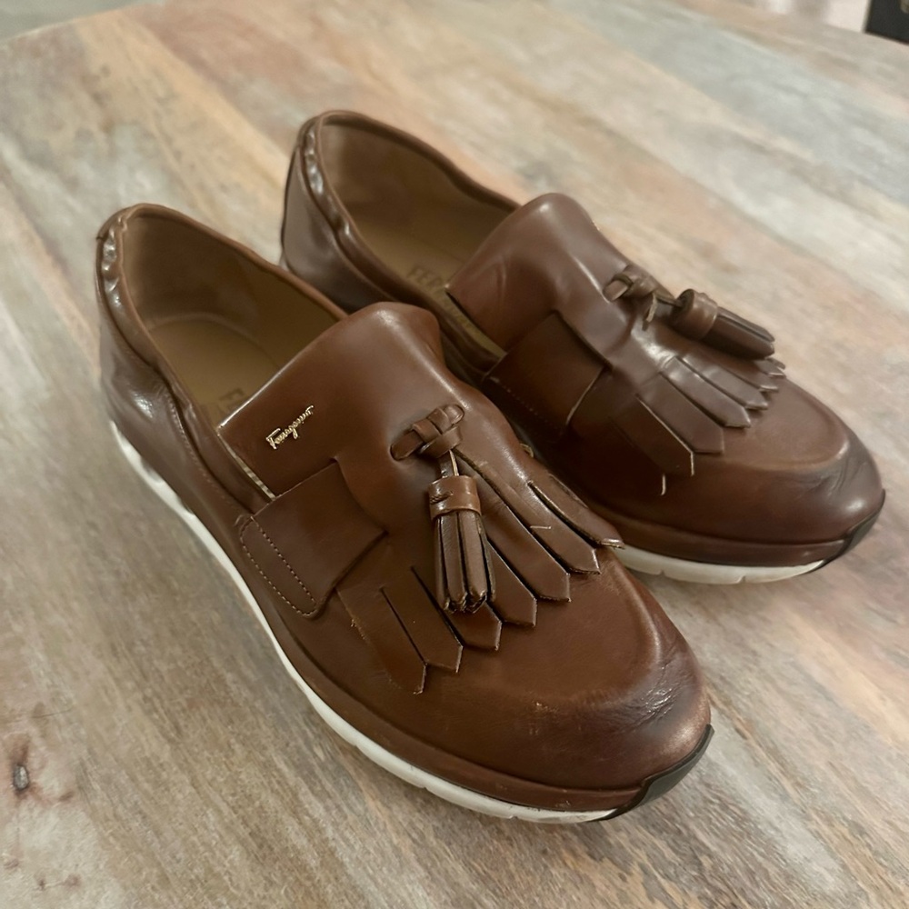 Salvatore Ferragamo Brown Leather Tassel Loafers